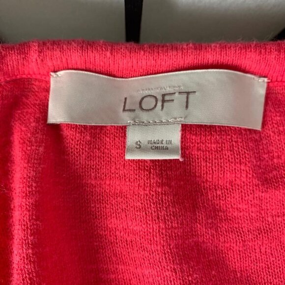 Ann Taylor LOFT Knitted Tie V-Neck Quarter Sleeve 3/4 Blouse Top Pink Small - Picture 6 of 9